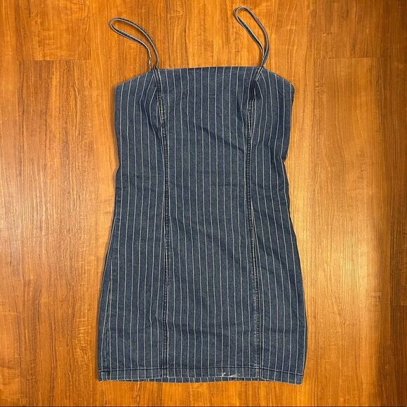 Forever 21 Pinstriped Denim Mini Dress Small - Picture 3 of 9